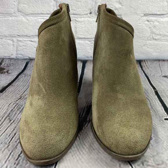 🍀 LUCKY BRAND Brown Suede High Heel Zip Up Boot - Picture 15 of 17